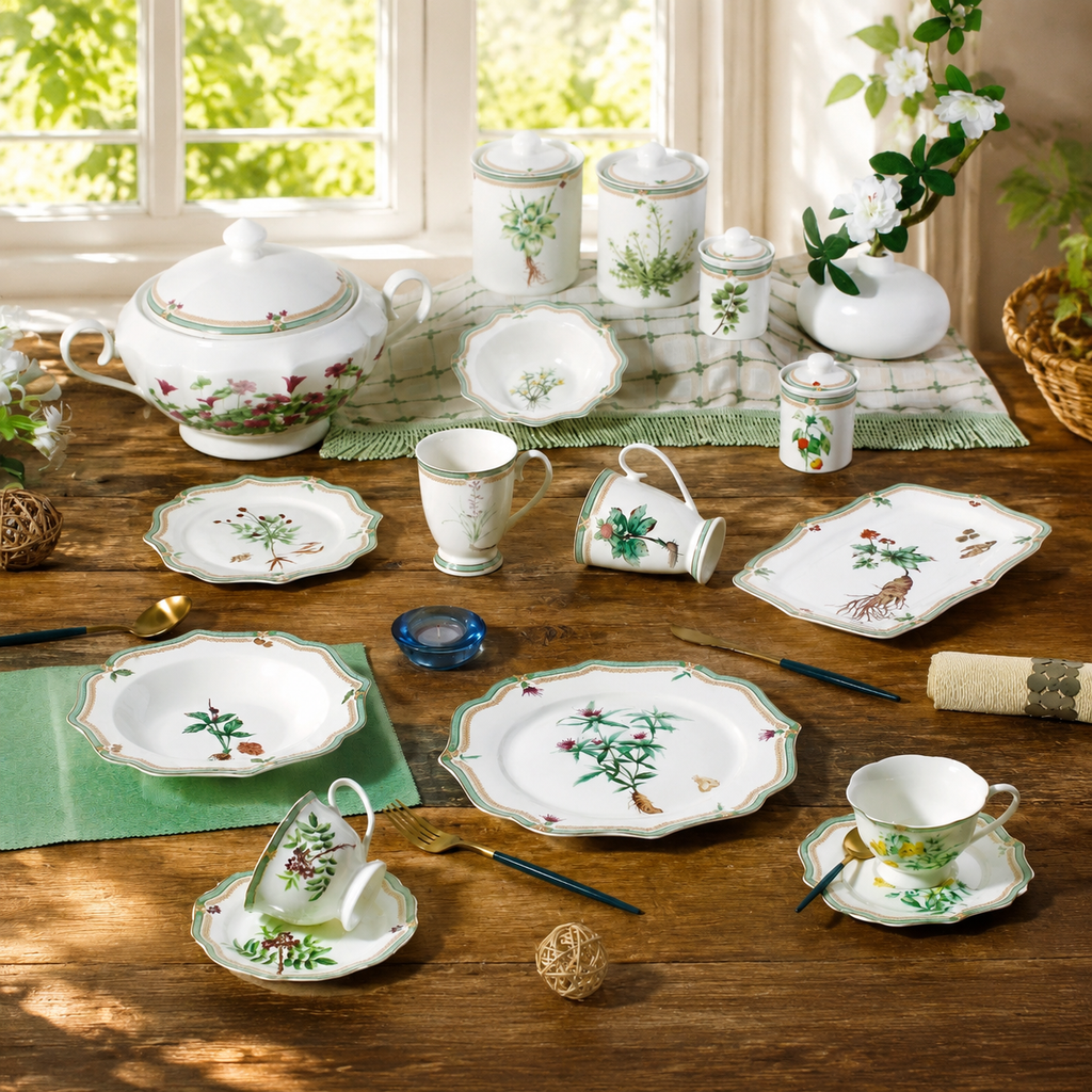 Donglin Homeware Herb - Natural Style Botanical Series Ceramic Dinner Set
