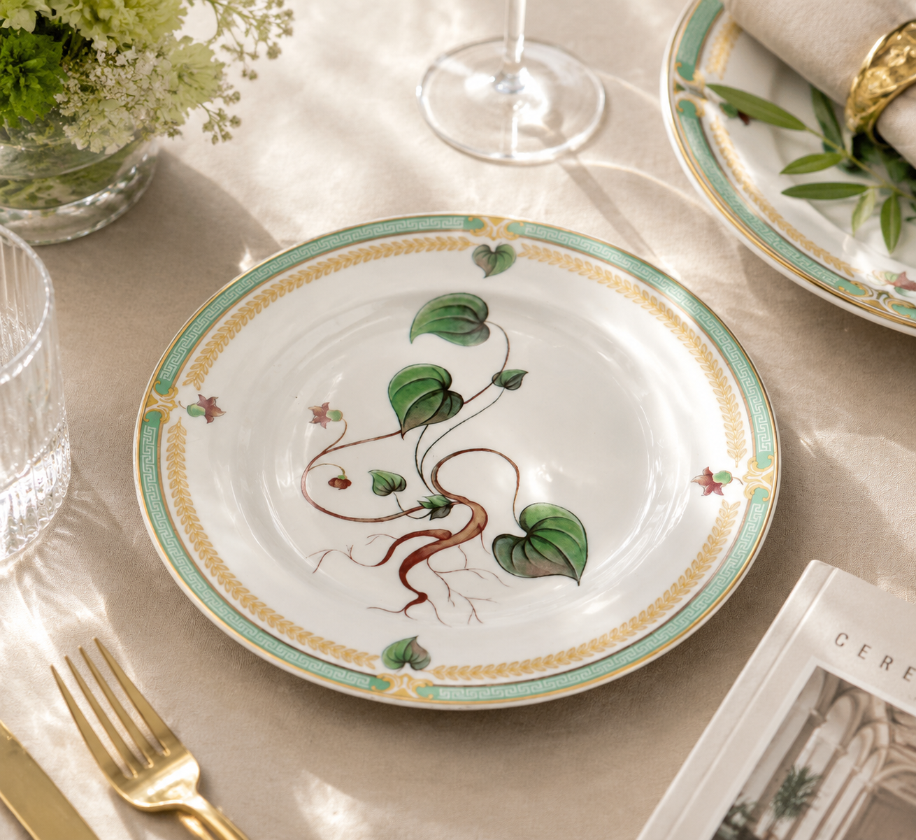 Donglin Homeware Herb - Natural Style Botanical Series Chinese Wild Ginger 6-inch Dessert Plate