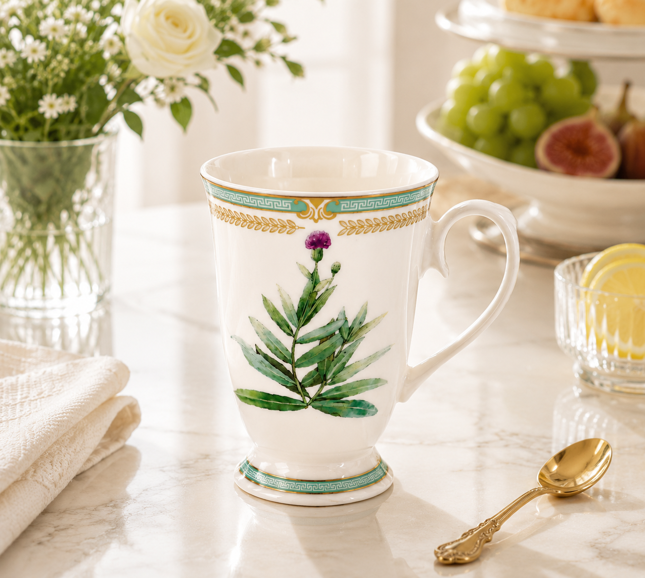 Donglin Homeware Herb - Natural Style Botanical Series Cirsium 350cc Mug