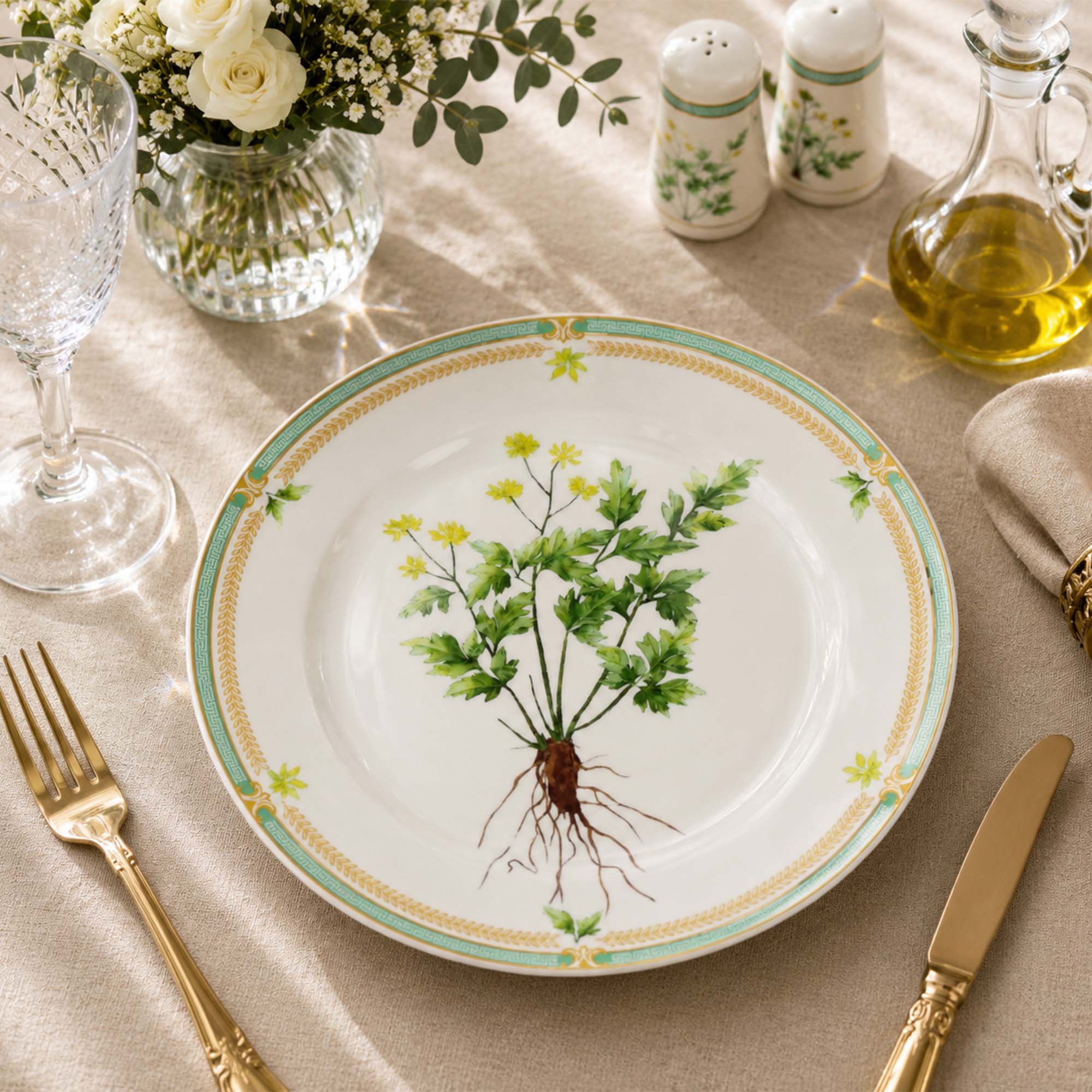 Donglin Homeware Herb - Natural Style Botanical Series Coptisrhizonme 8-inch Coupe Plate