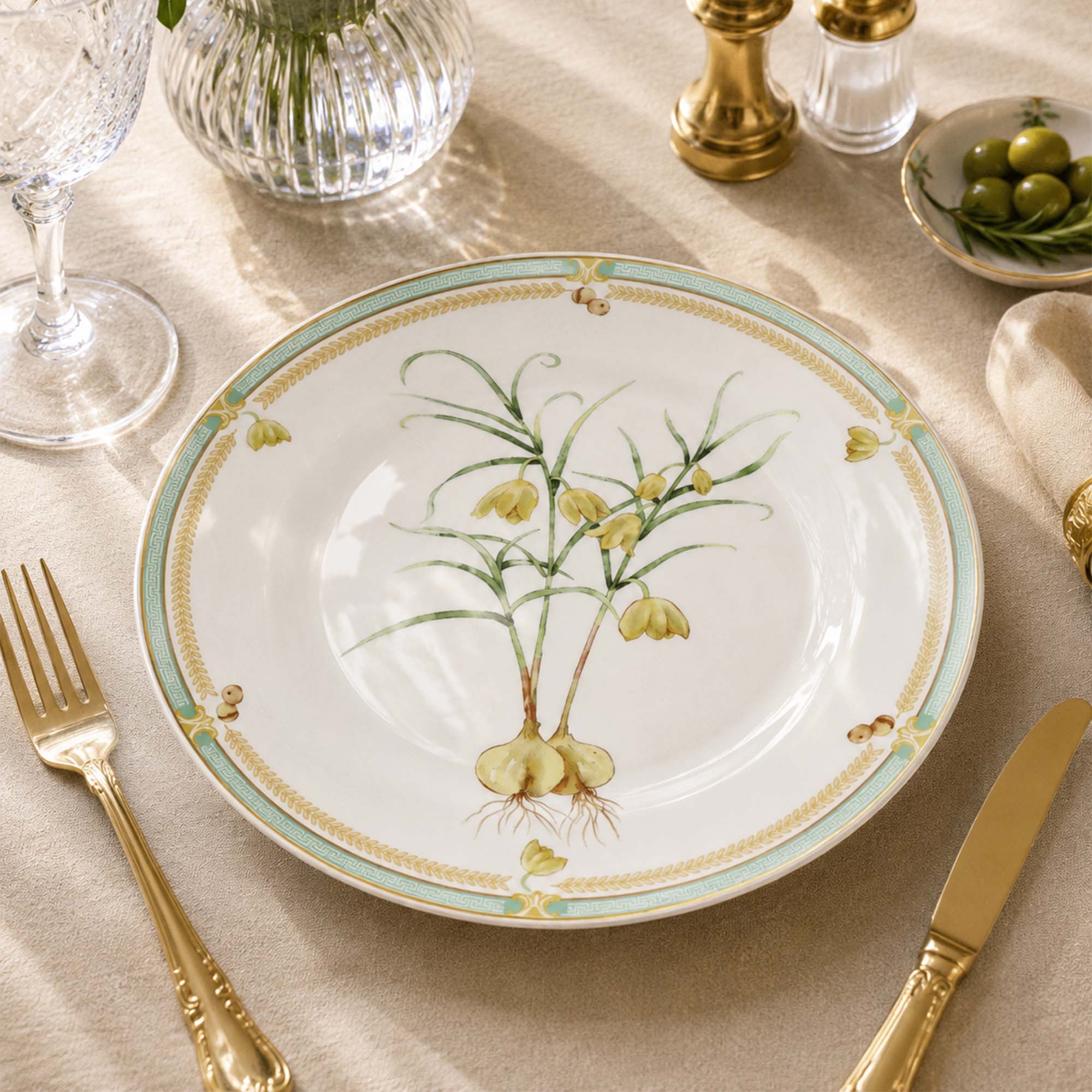 Donglin Homeware Herb - Natural Style Botanical Series Dendrobium 8-inch Coupe Plate