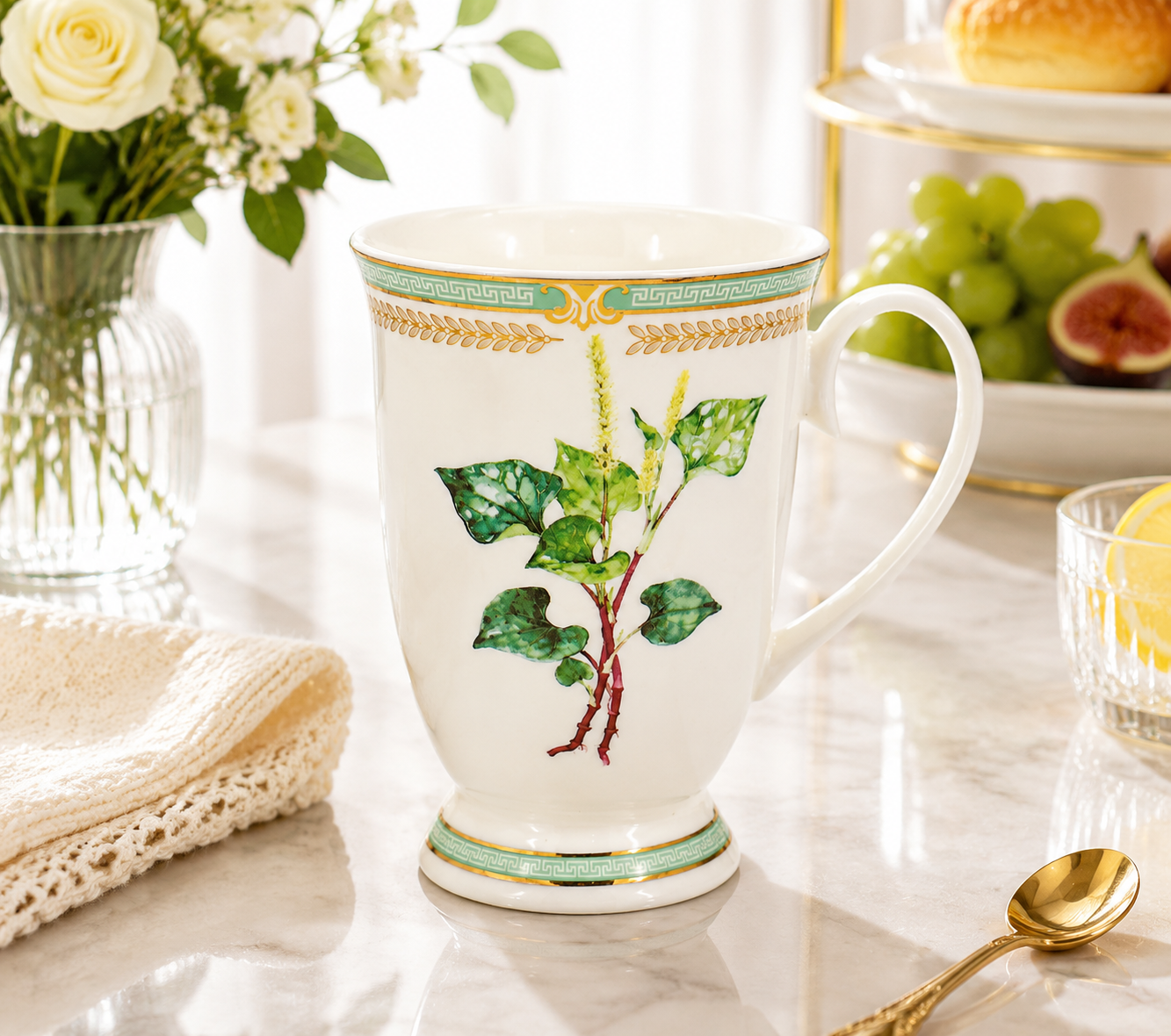 Donglin Homeware Herb - Natural Style Botanical Series Herba Houttuyniae 350cc Mug