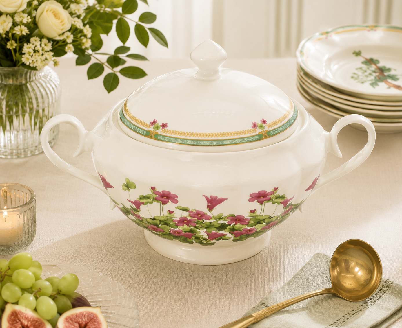 Donglin Homeware Herb - Natural Style Botanical Series Herba Oxalidis Corniculataa Tureen 3500ml
