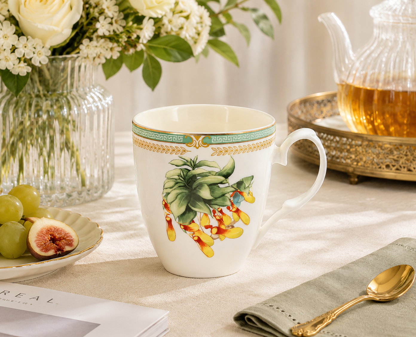 Donglin Homeware Herb - Natural Style Botanical Series Herbra Nepenthis 280cc Mug