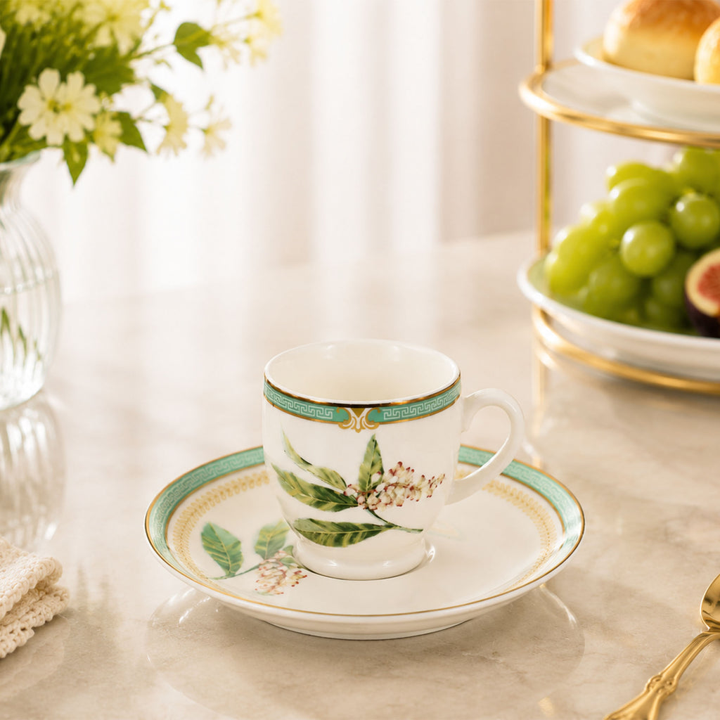 Donglin Homeware Herb - Natural Style Botanical Series Horse Chestnut Cup and Saucer 100cc