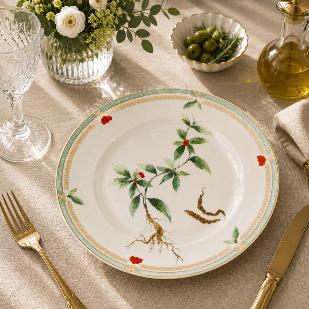 Donglin Homeware Herb - Natural Style Botanical Series Morinda Root 8-inch Coupe Plate
