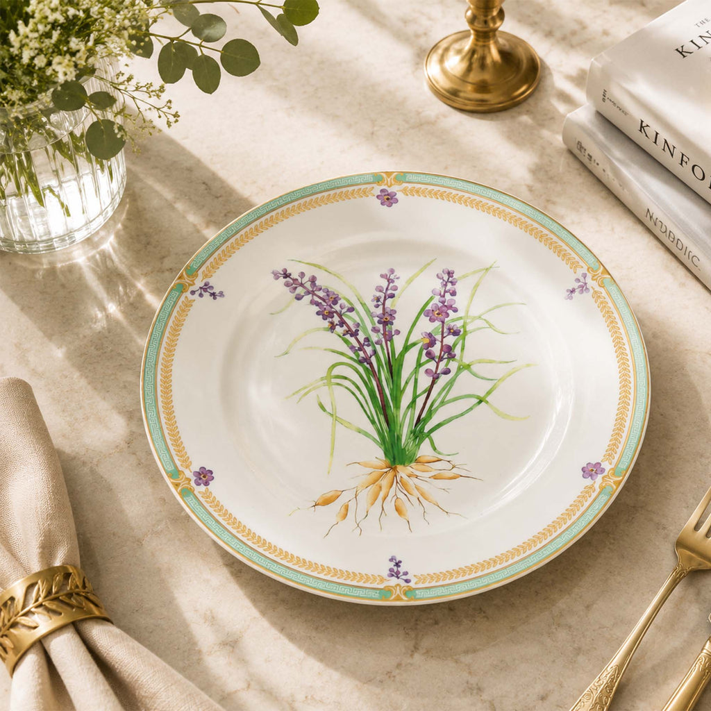 Donglin Homeware Herb - Natural Style Botanical Series Ophiopgon 7.5-inch Dessert Plate