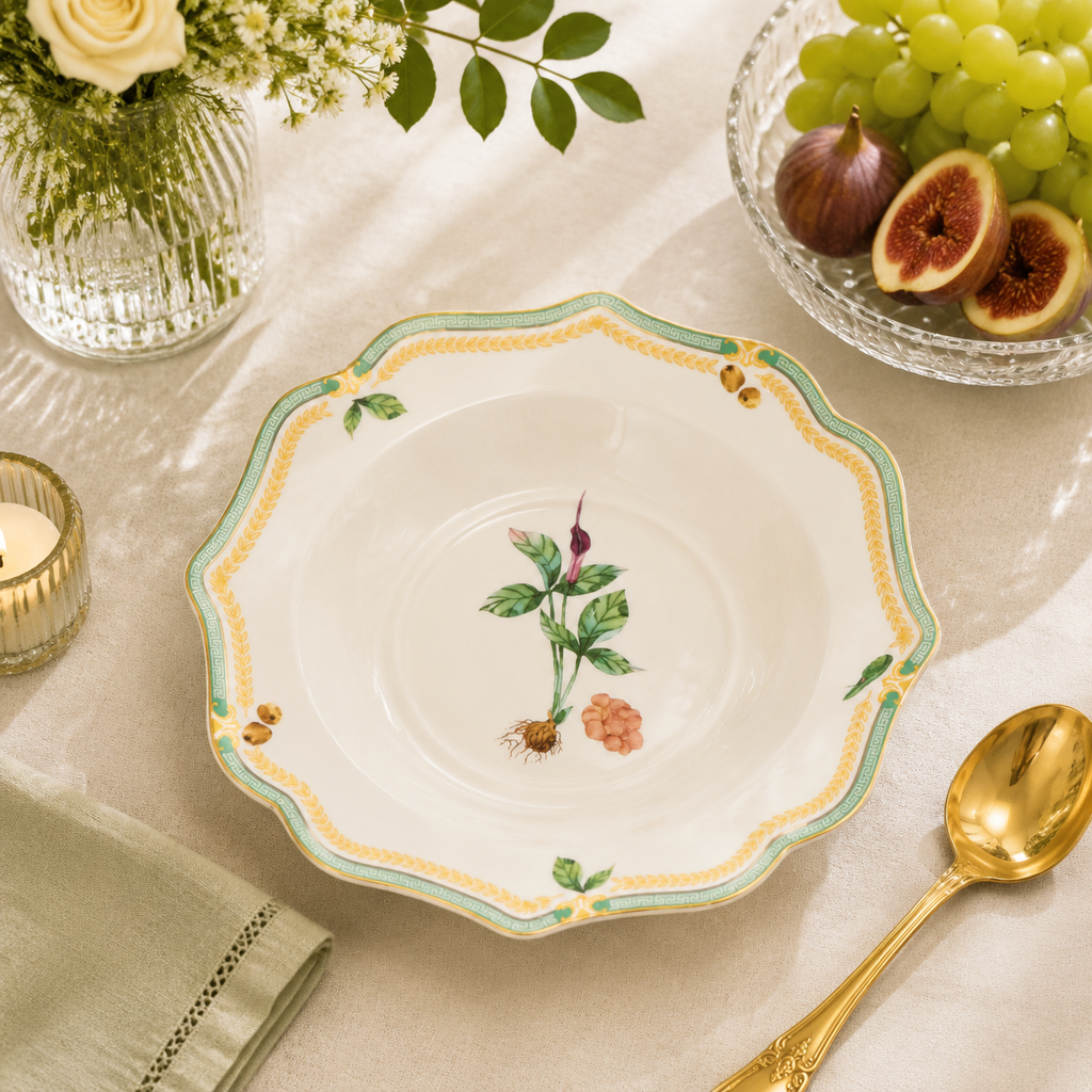 Donglin Homeware Herb - Natural Style Botanical Series Pinellia 9-inch Soup Plate