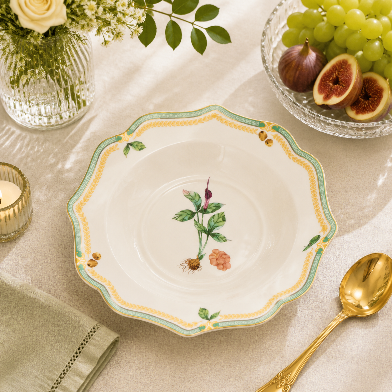 Donglin Homeware Herb - Natural Style Botanical Series Pinellia 9-inch Soup Plate