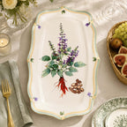 Donglin Homeware Herb - Natural Style Botanical Series Salvia Root 14-inch Oval Plate