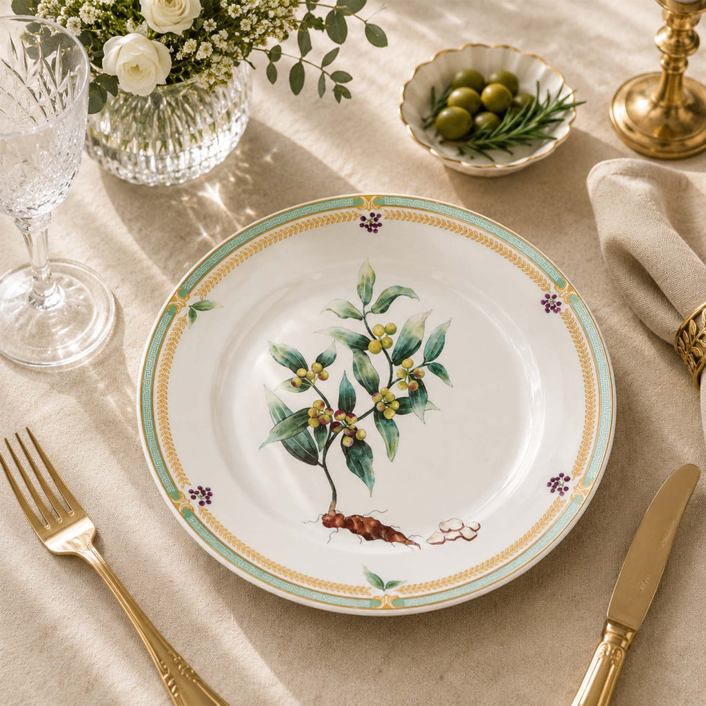 Donglin Homeware Herb - Natural Style Botanical Series Samilax 8-inch Coupe Plate