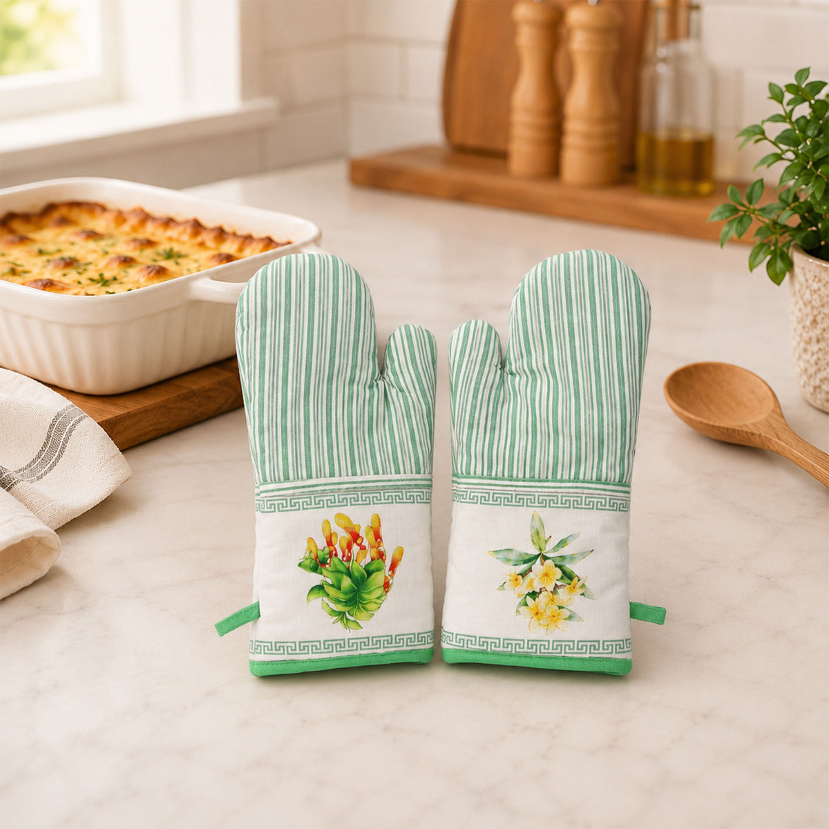 Donglin Homeware Herbs Botanical Lifestyle Collection Long Oven Glove