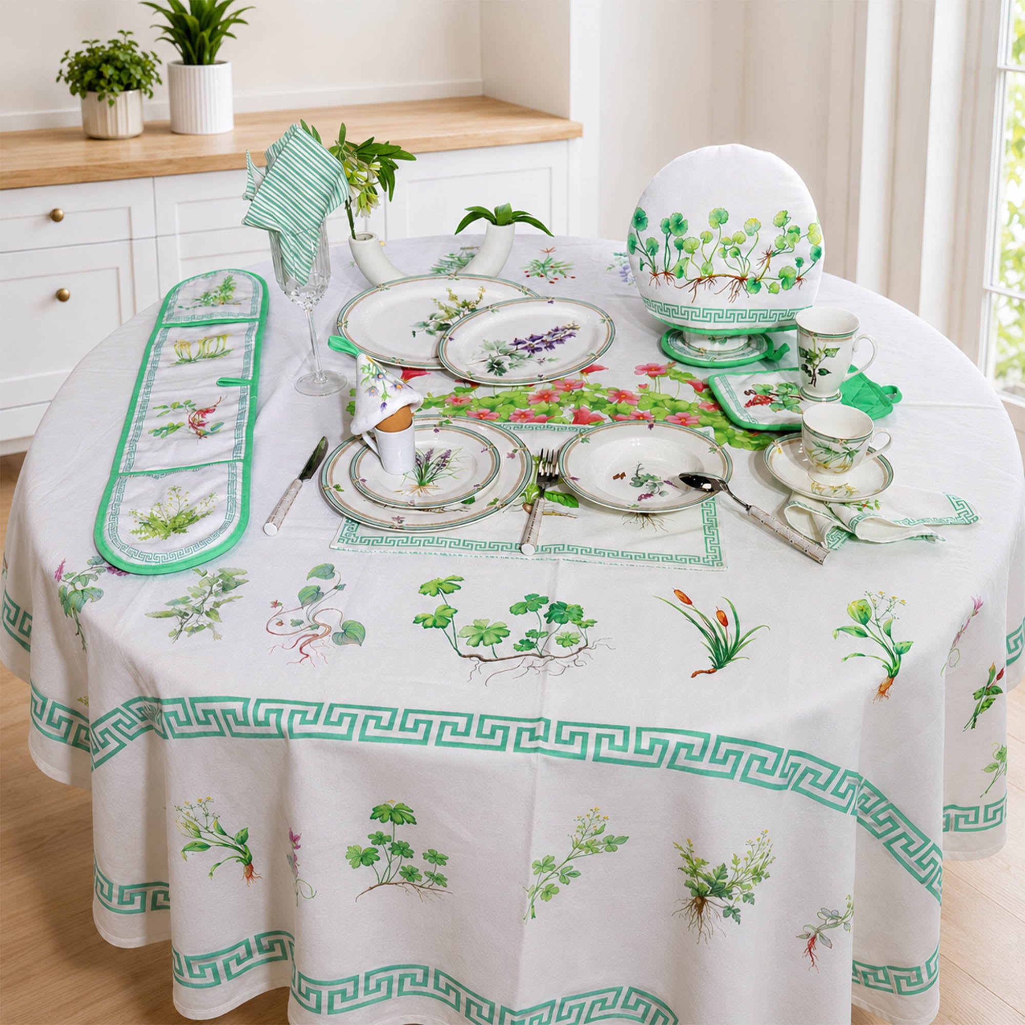 Donglin Homeware Herbs Botanical Lifestyle Collection Tablecloth