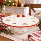 Donglin Homeware Holly Berry Cheer Collection Cake Stand 8.75-inch