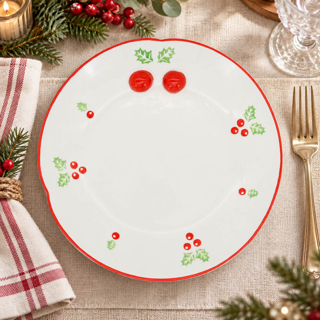 Donglin Homware Holly Berry Cheer Collection Dinner Plate 10-inch