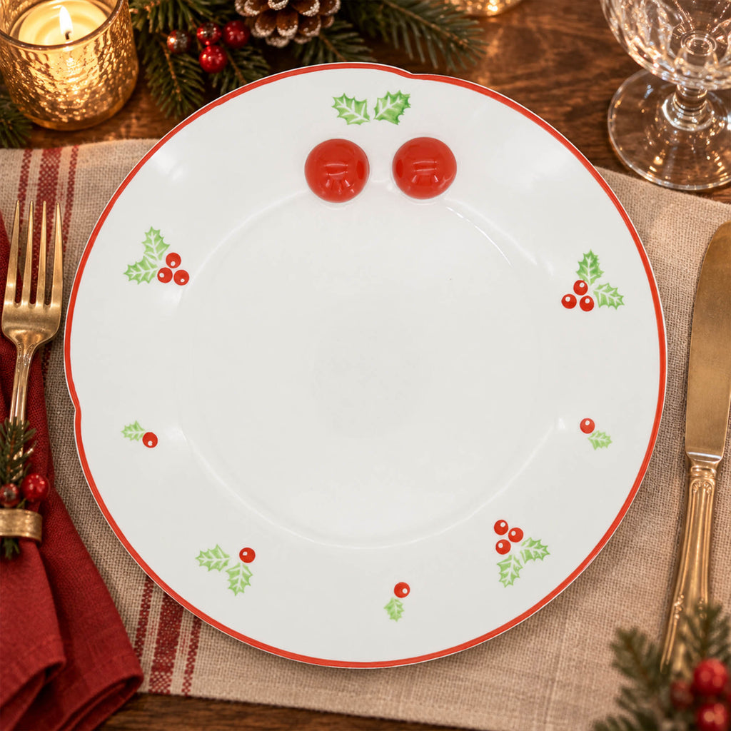 Donglin Homeware Holly Berry Cheer Collection Dinner Plate 12-inch