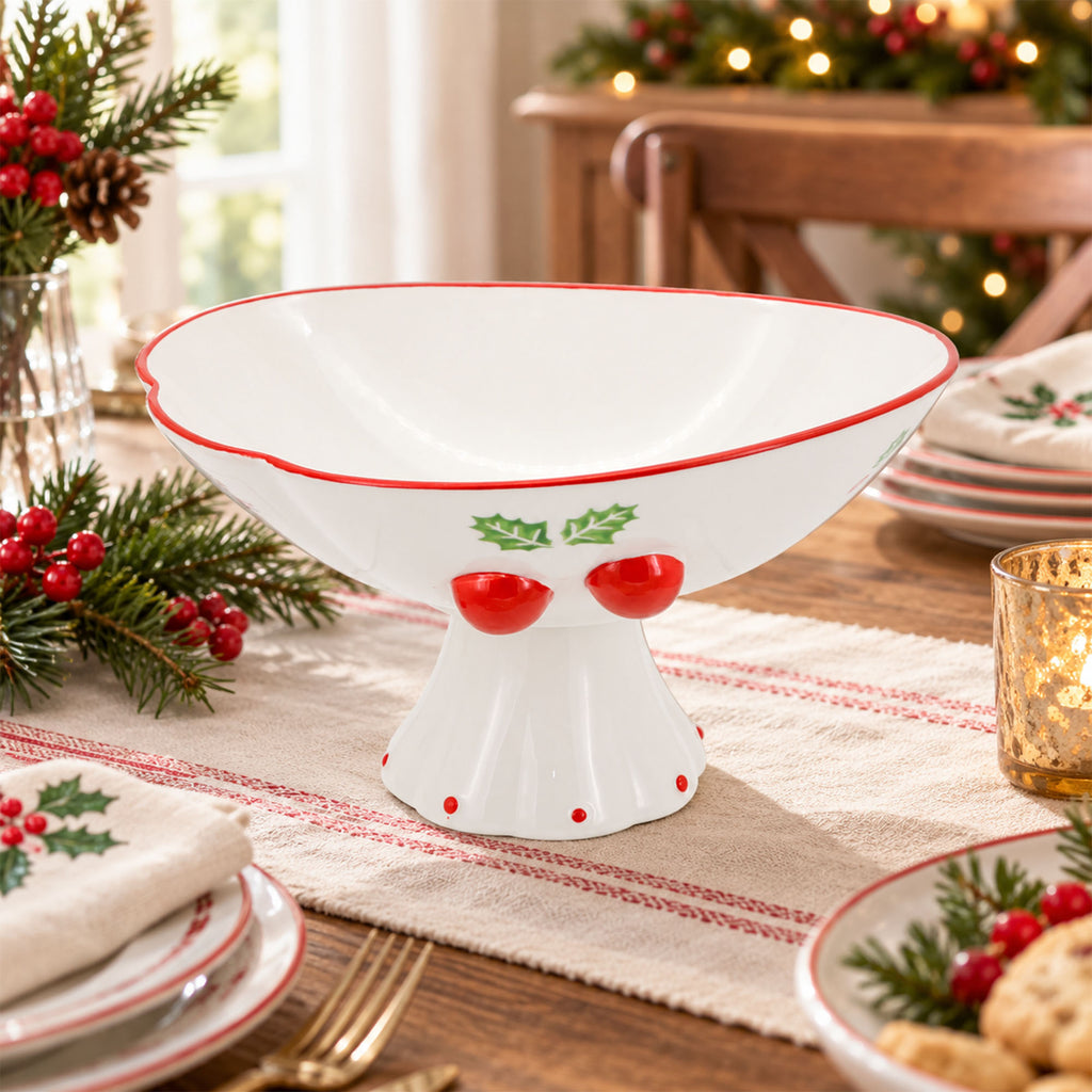 Donglin Homeware Holly Berry Cheer Collection Fruit Bowl 8.75-inch