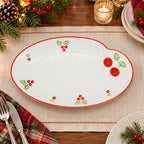 Donglin Homeware Holly Berry Cheer Collection Oval Plate 12-inch