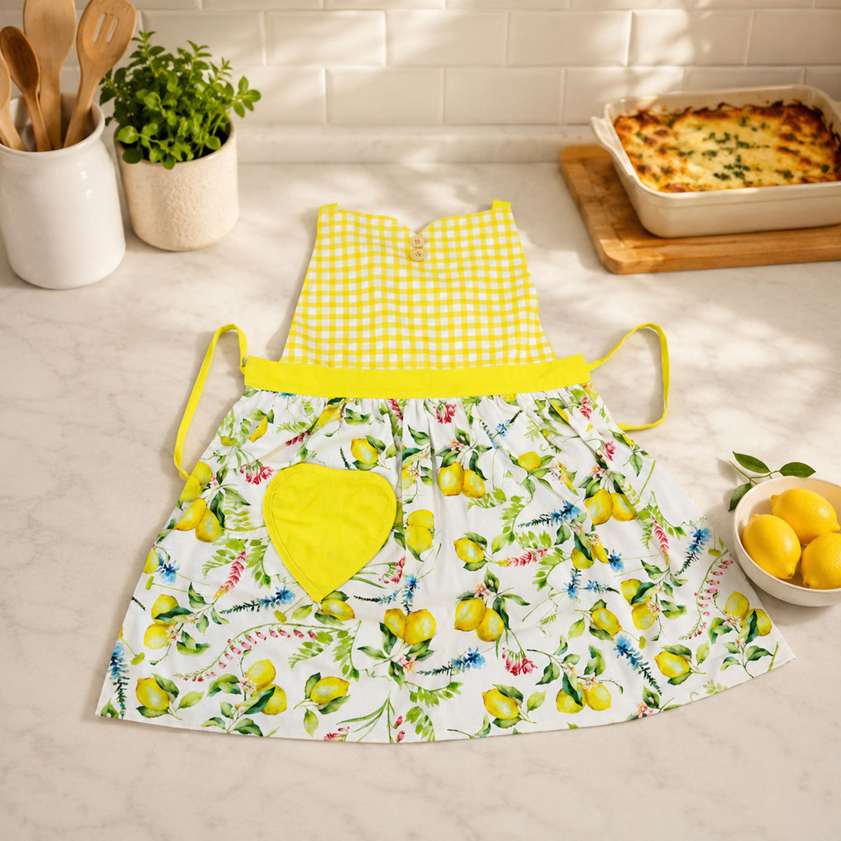 Donglin Homeware Lemon Coordinated Home Collection Adult Apron
