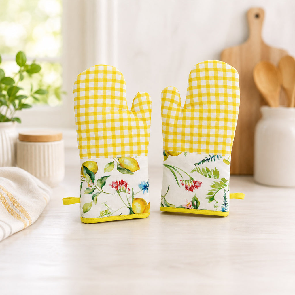Donglin Homeware Lemon Coordinated Home Collection Long Oven Glove