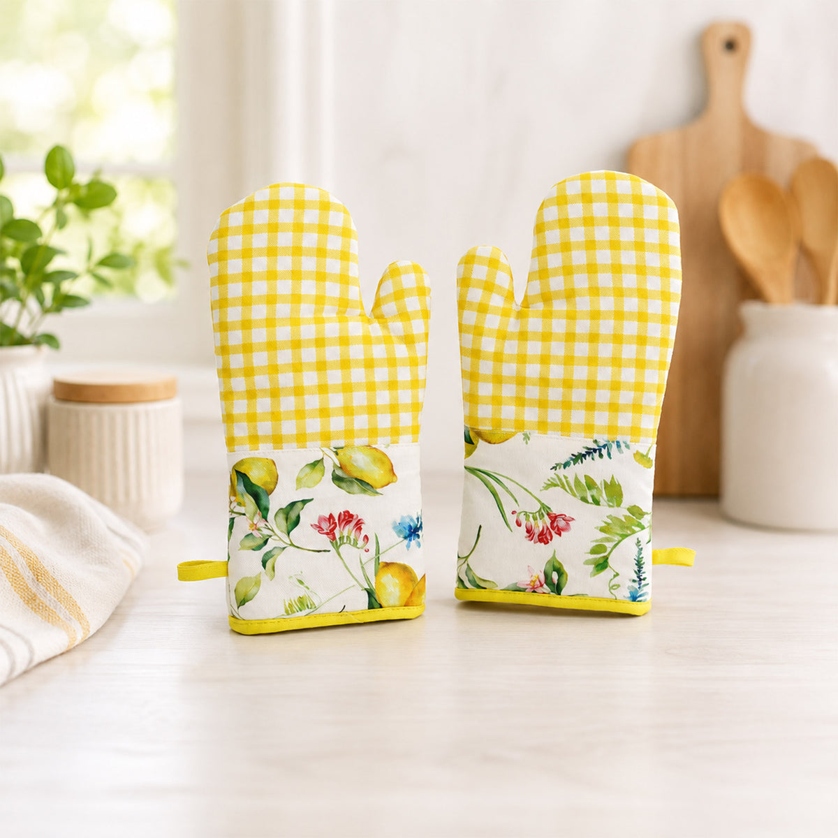 Donglin Homeware Lemon Coordinated Home Collection Long Oven Glove
