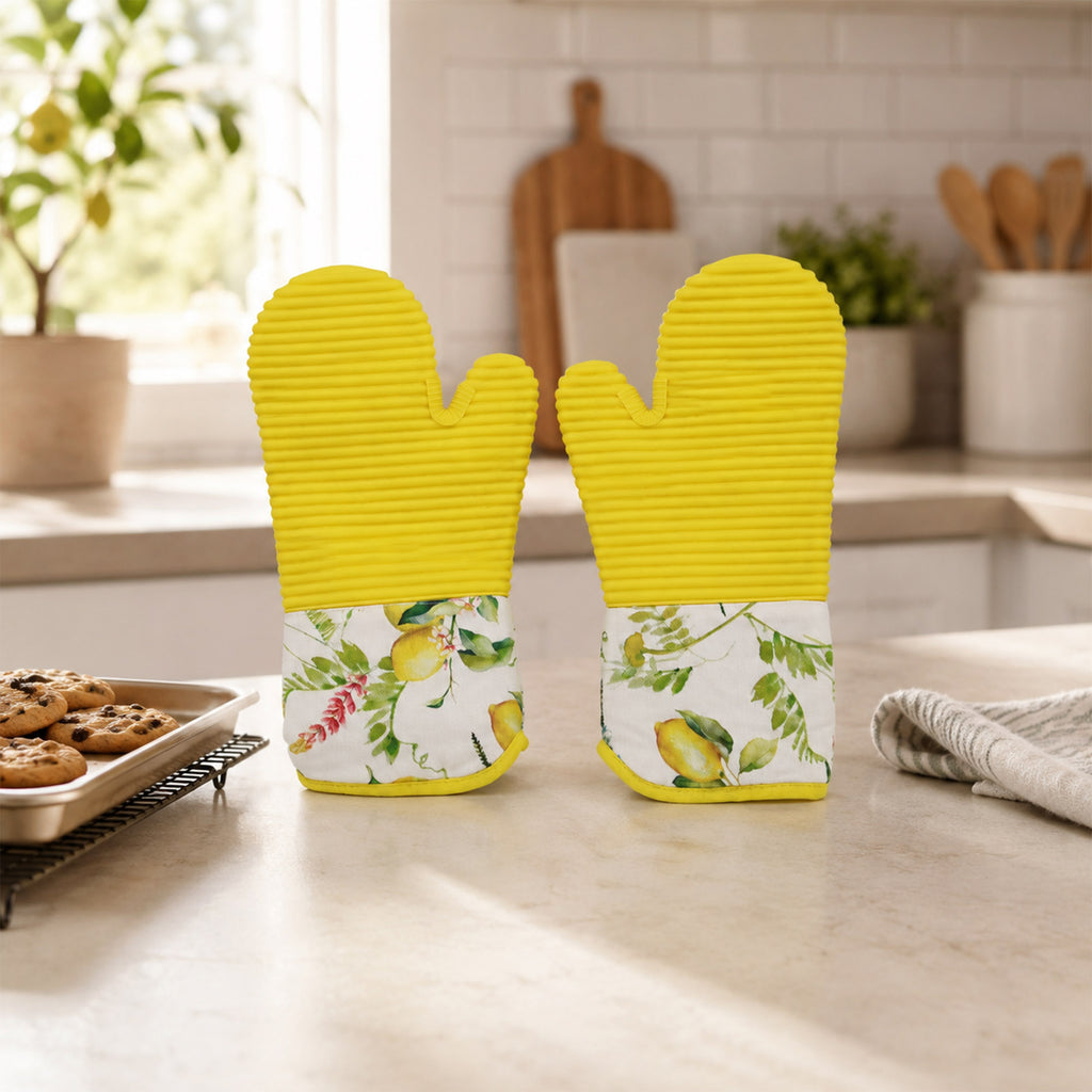 Donglin Homeware Lemon Coordinated Home Collection Long Oven Glove