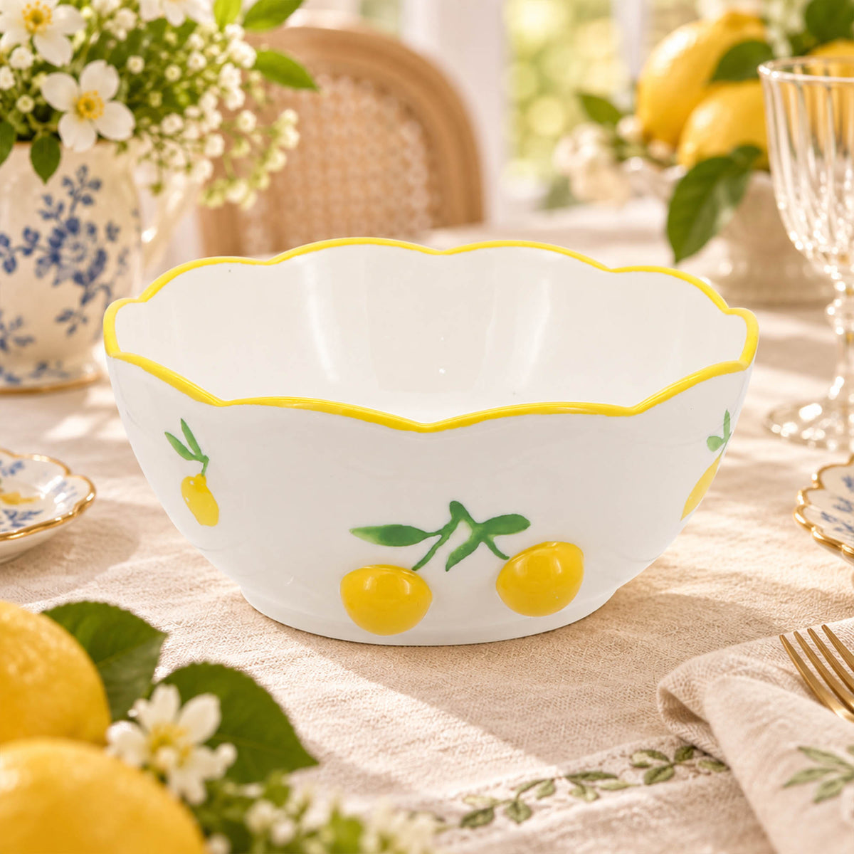 Donglin Homeware Lemon Garden Collection Bowl 6-inch
