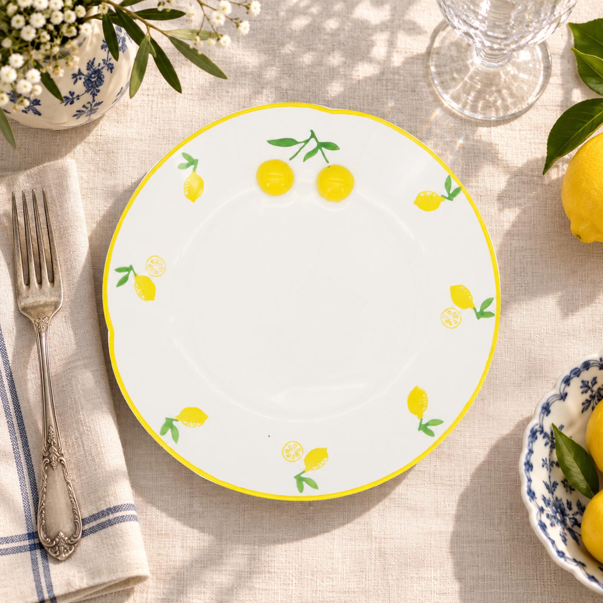 Donglin Homeware Lemon Garden Collection Dessert Plate 8-inch