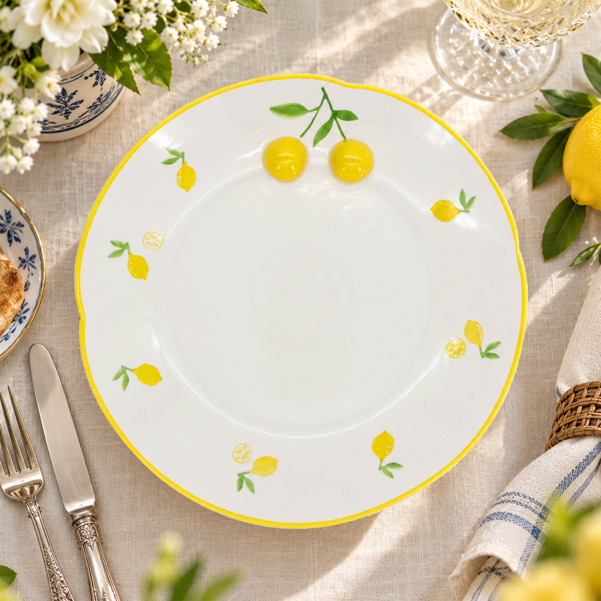 Donglin Homeware Lemon Garden Collection Dinner Plate 12-inch