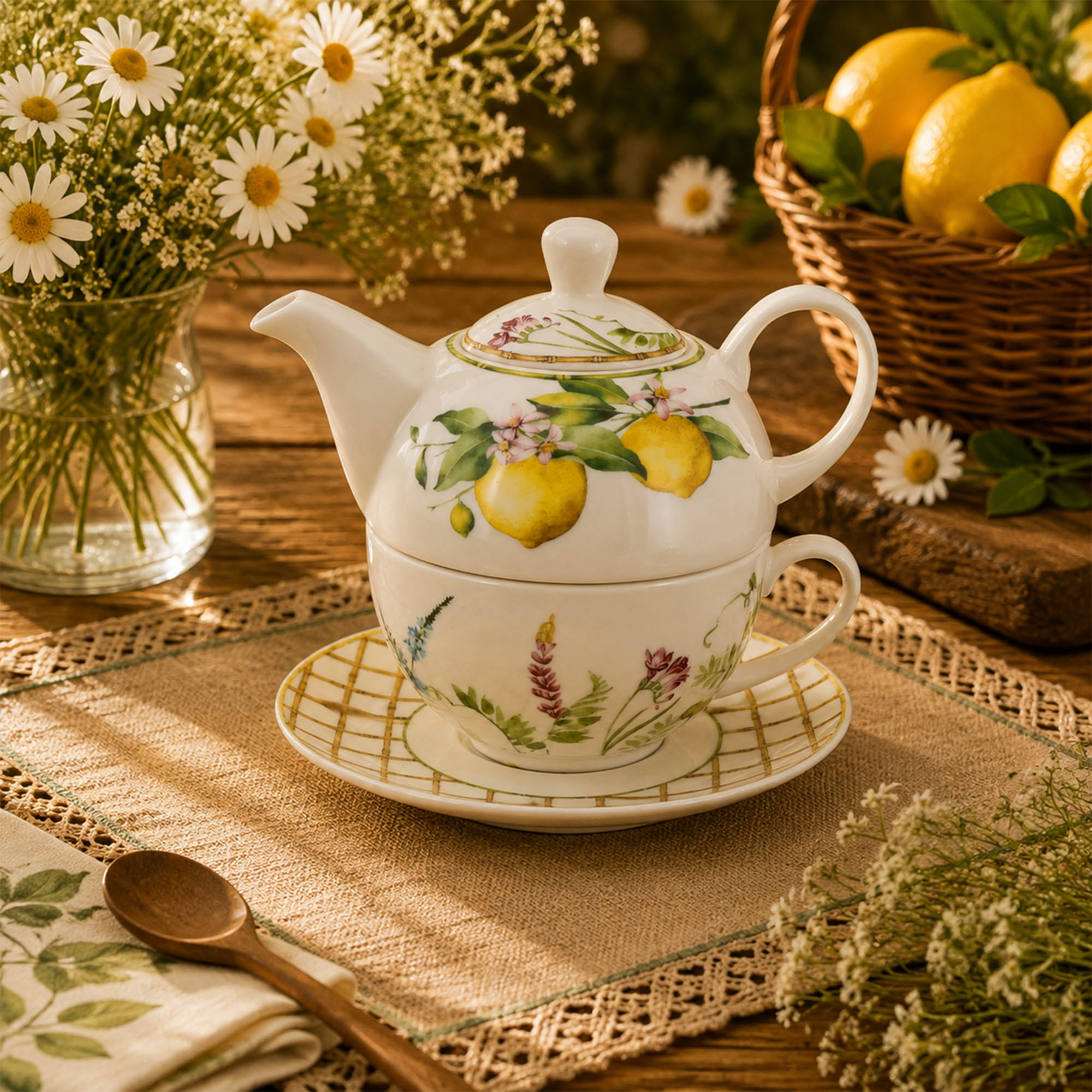 Donglin Homeware Lemon Grove Collection Tea for One (550cc+320cc)