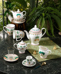 Donglin Homeware Leopard & Palm - Bohemian Style Ceramic Coffee Set