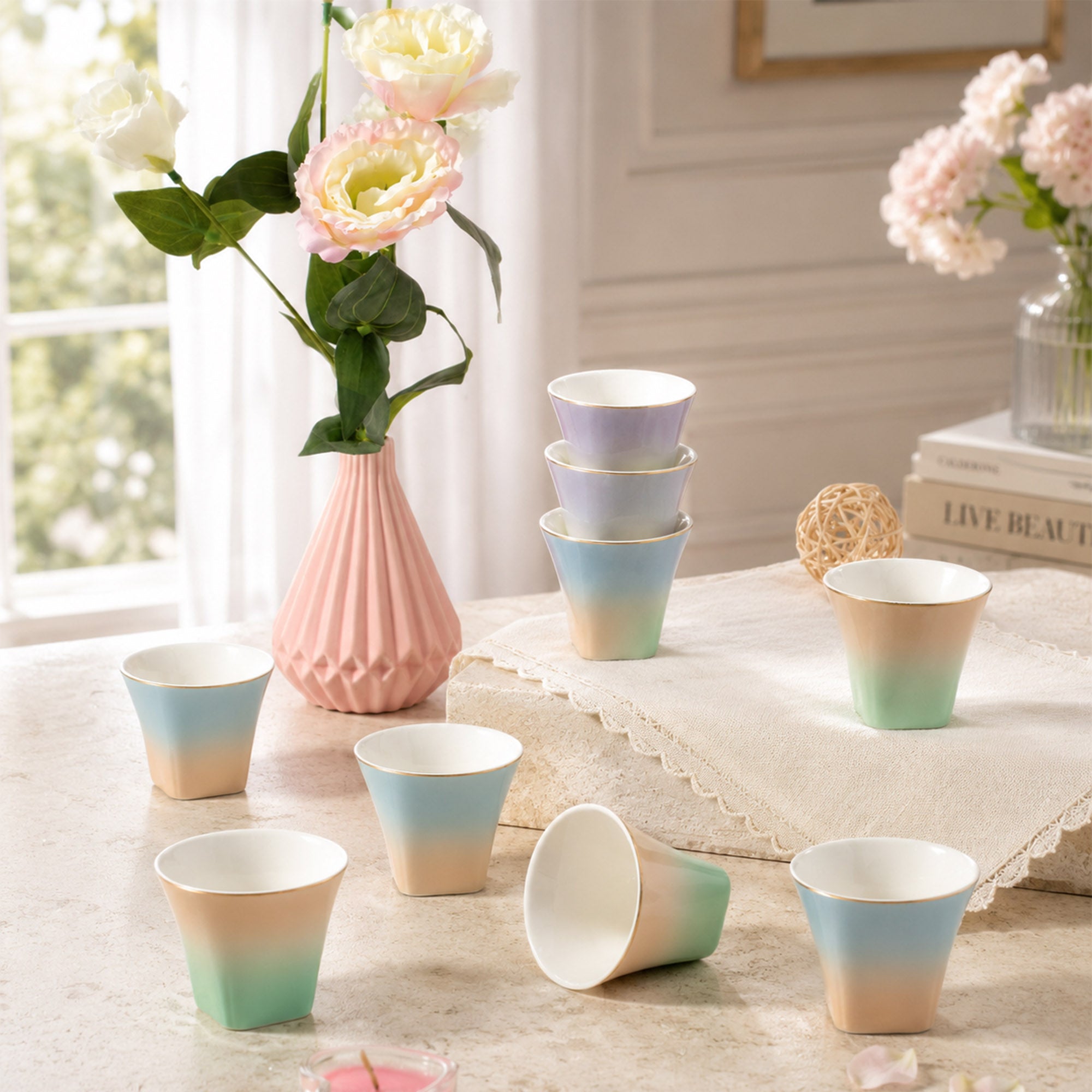 Donglin Homeware Macaron Gradient Colored Glaze - Gahwa Cup 80cc