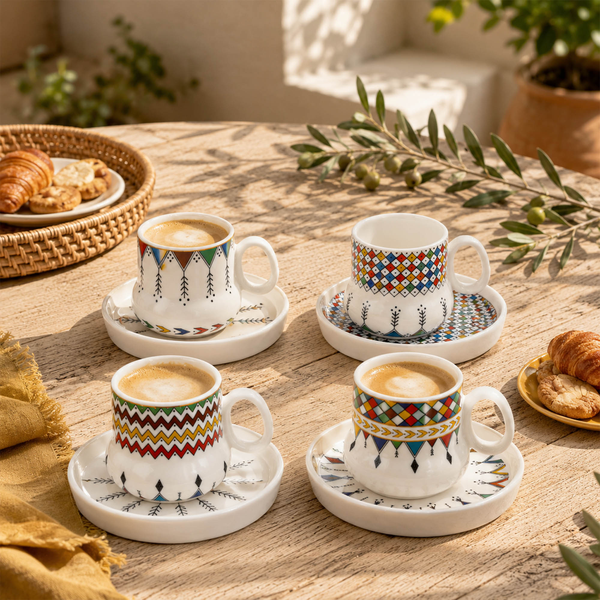 Donglin Homeware Mandala Geometric Totem Gourd Kahwa Cup & Saucer
