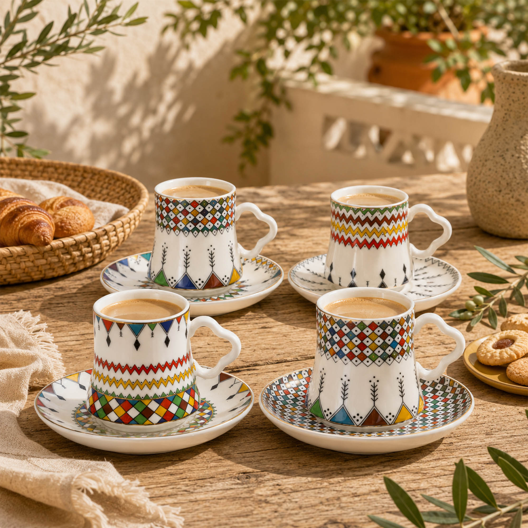 Donglin Homeware Mandala Geometric Totem Petal Kahwa Cup & Saucer