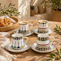 Donglin Homeware Mandala Geometric Totem Waist Kahwa Cup & Saucer
