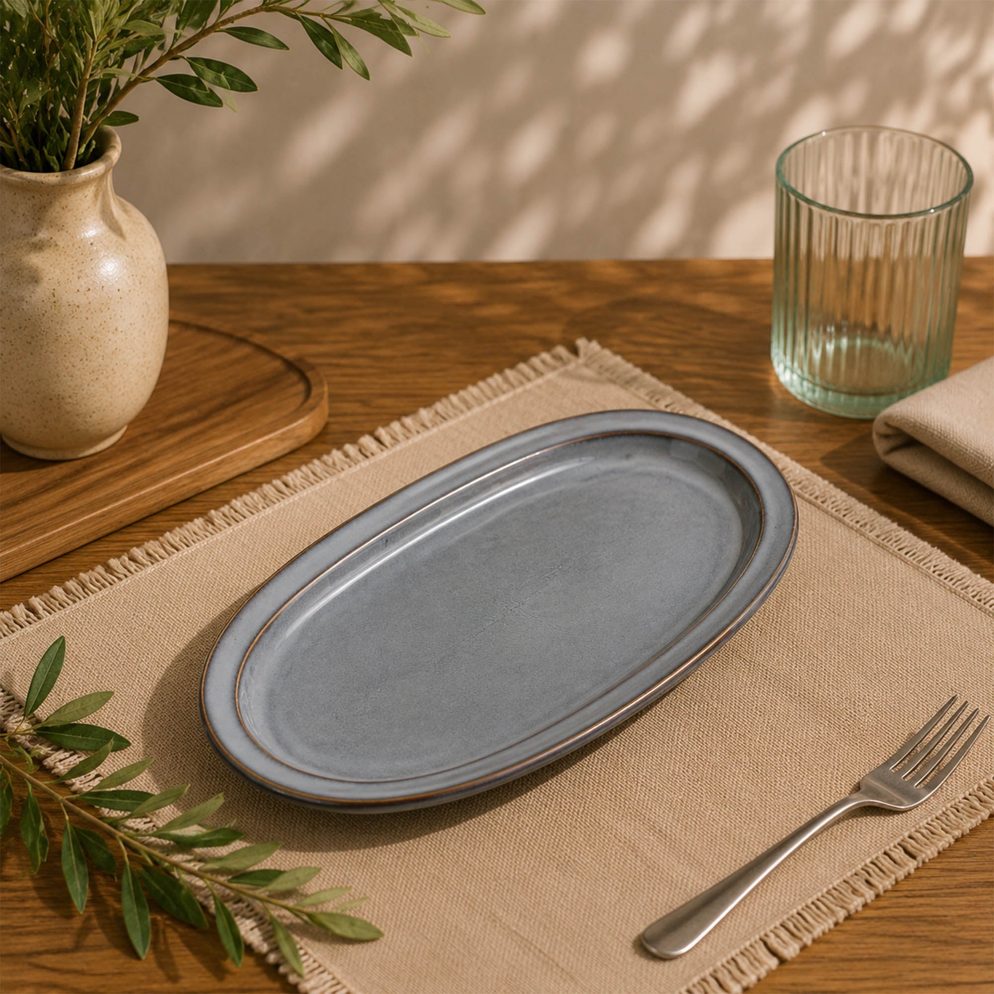 Donglin Homeware Mineral Horizon Collection Oval Plate  13-inch
