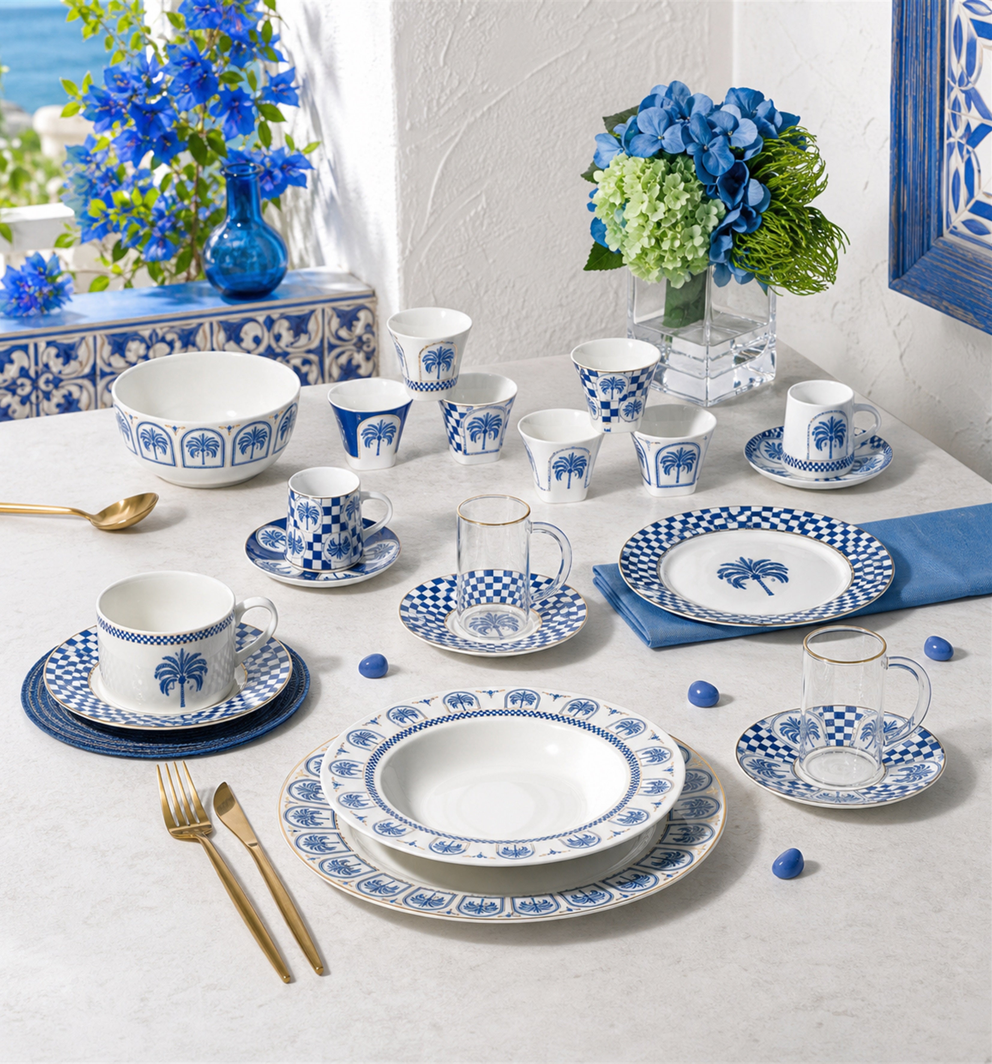Donglin Homeware Nautical Palm - - Nature Style Ceramic Tableware