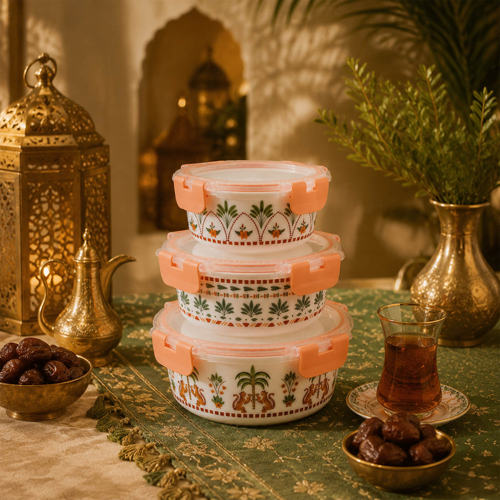 Donglin Homeware Oasis Heritage Collection Opal Glass Circle Food Container