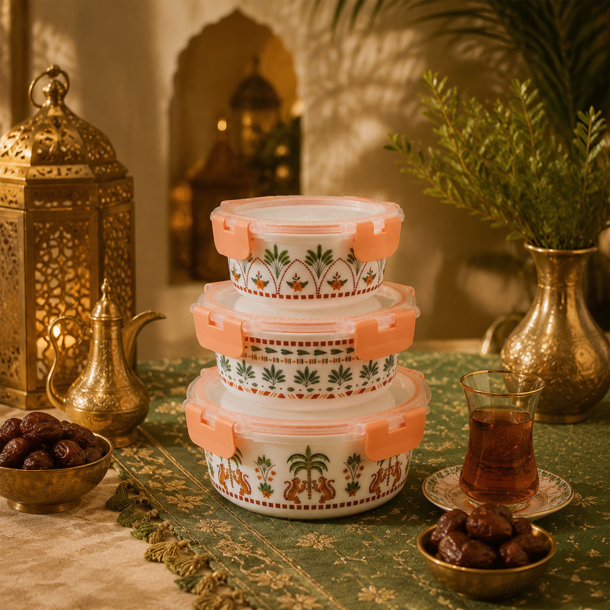 Donglin Homeware Oasis Heritage Collection Opal Glass Circle Food Container