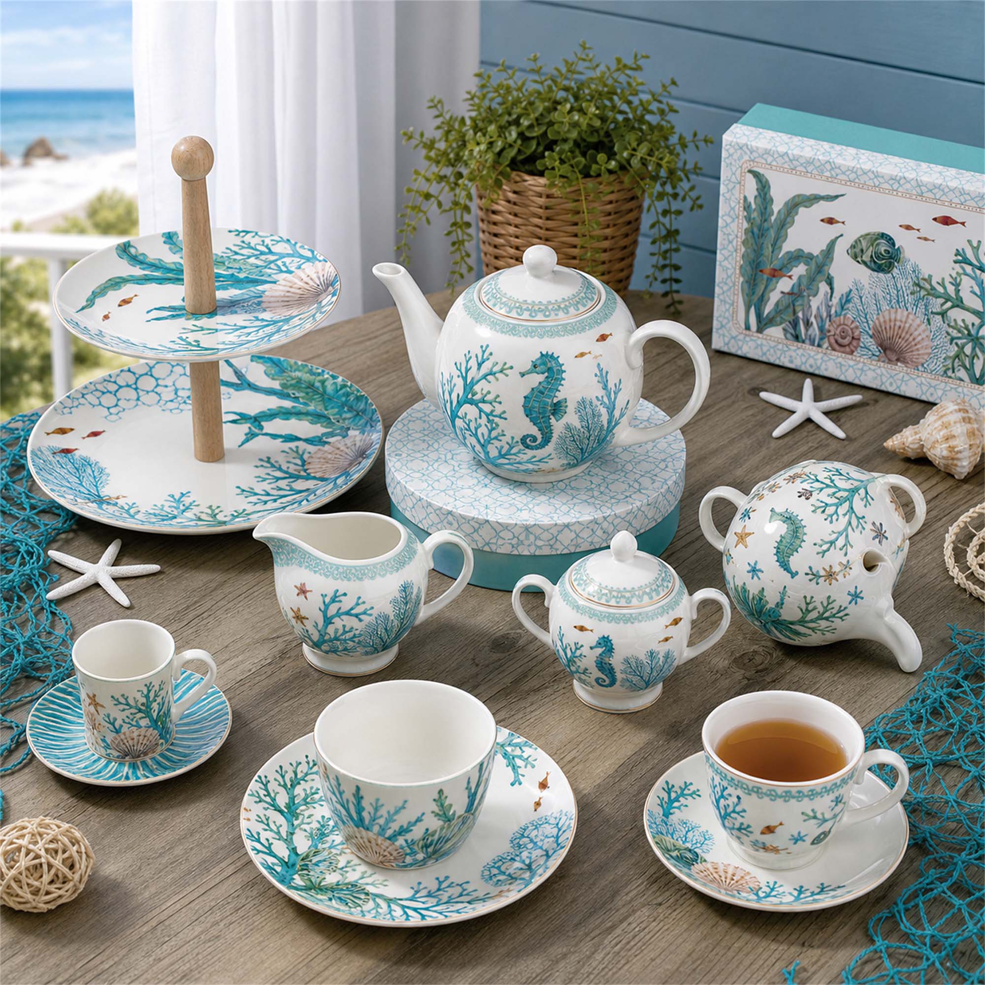 Donglin Homeware Ocean Story - Nature Style Ceramic Tea Set