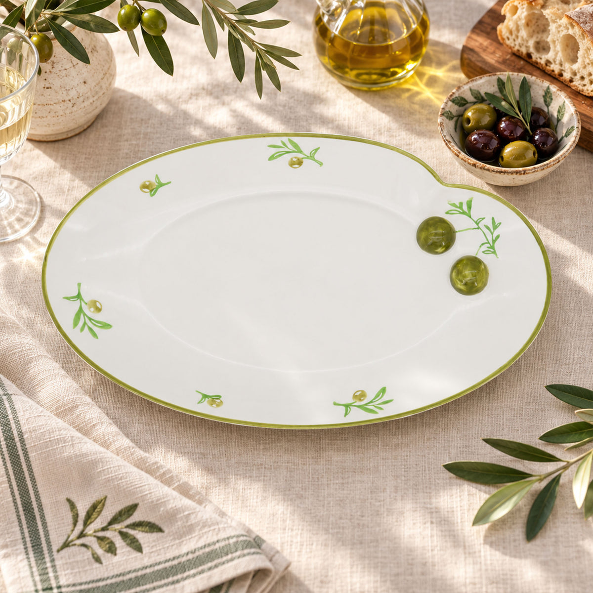 Donglin Homeware Olive Grove Collection Oval Plate 12-inch
