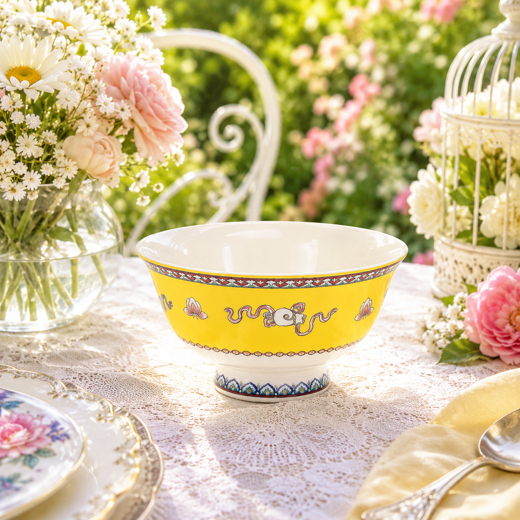 Donglin Homeware Opulent Phoenix - Vintage Style Ceramic Bowl 4.75-inch