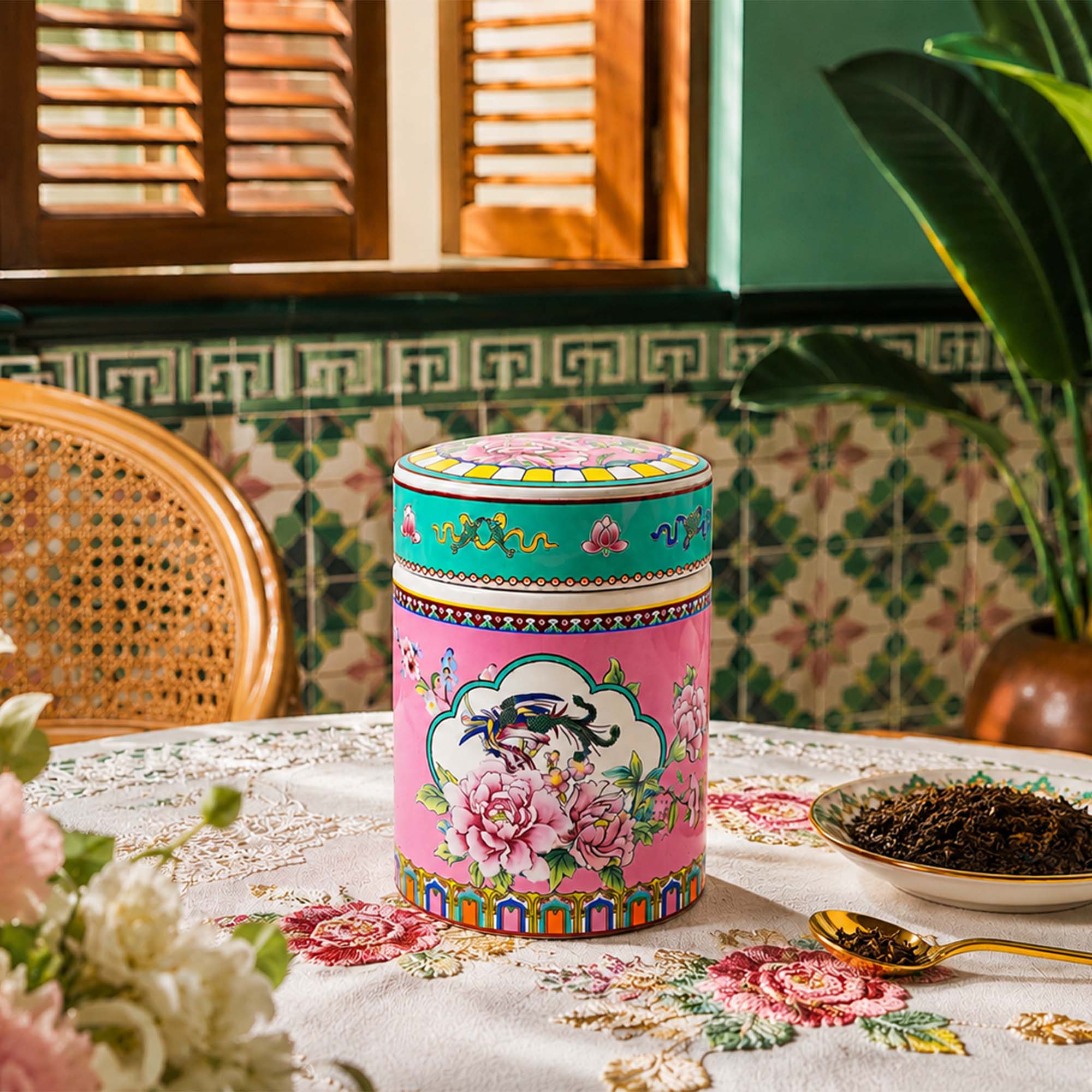 Dongline Homeware Opulent Phoenix - Vintage Style Ceramic Canister 800ml