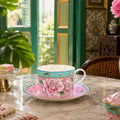 Donglin Homeware Opulent Phoenix - Vintage Style Ceramic Cup and Saucer 220cc