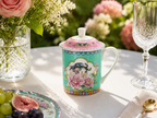 Donglin Homeware Opulent Phoenix - Vintage Style Ceramic Lidded Cup 350cc 