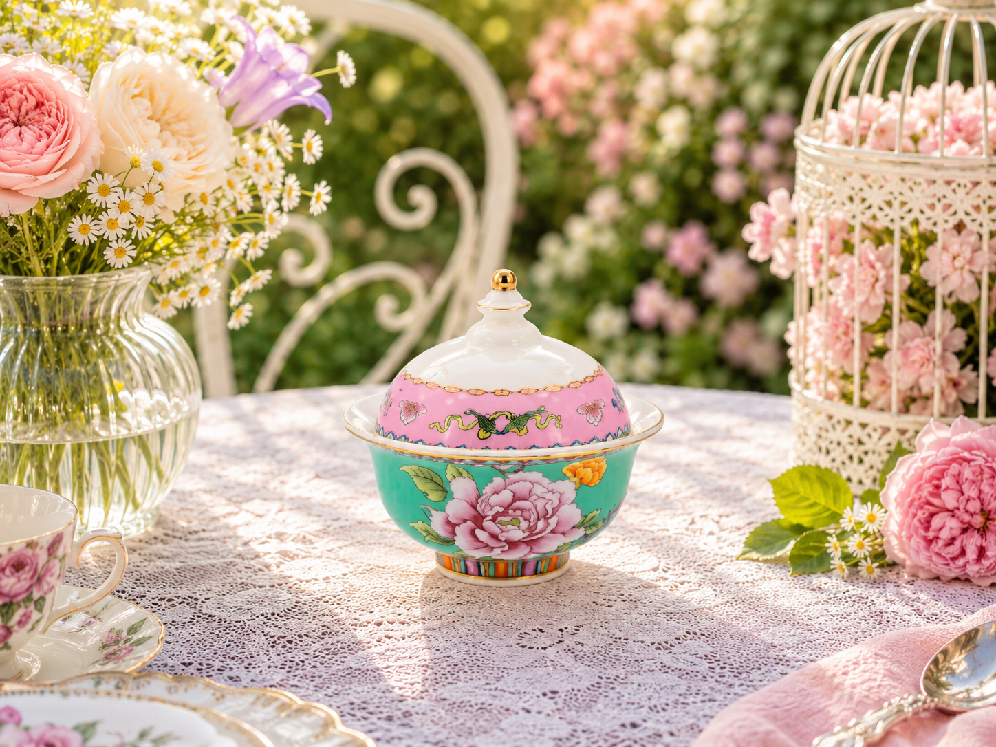Donglin Homeware Opulent Phoenix - Vintage Style Ceramic Sugar Pot 300cc