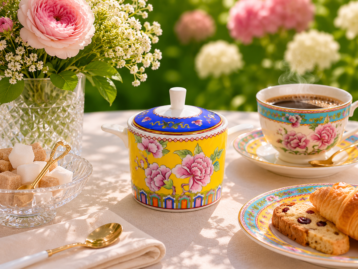 FDonglin Opulent Phoenix - Vintage Style Ceramic Sugar Pot 300cc