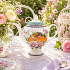 Donglin Homeware Opulent Phoenix - Vintage Style Ceramic Teapot 1200cc