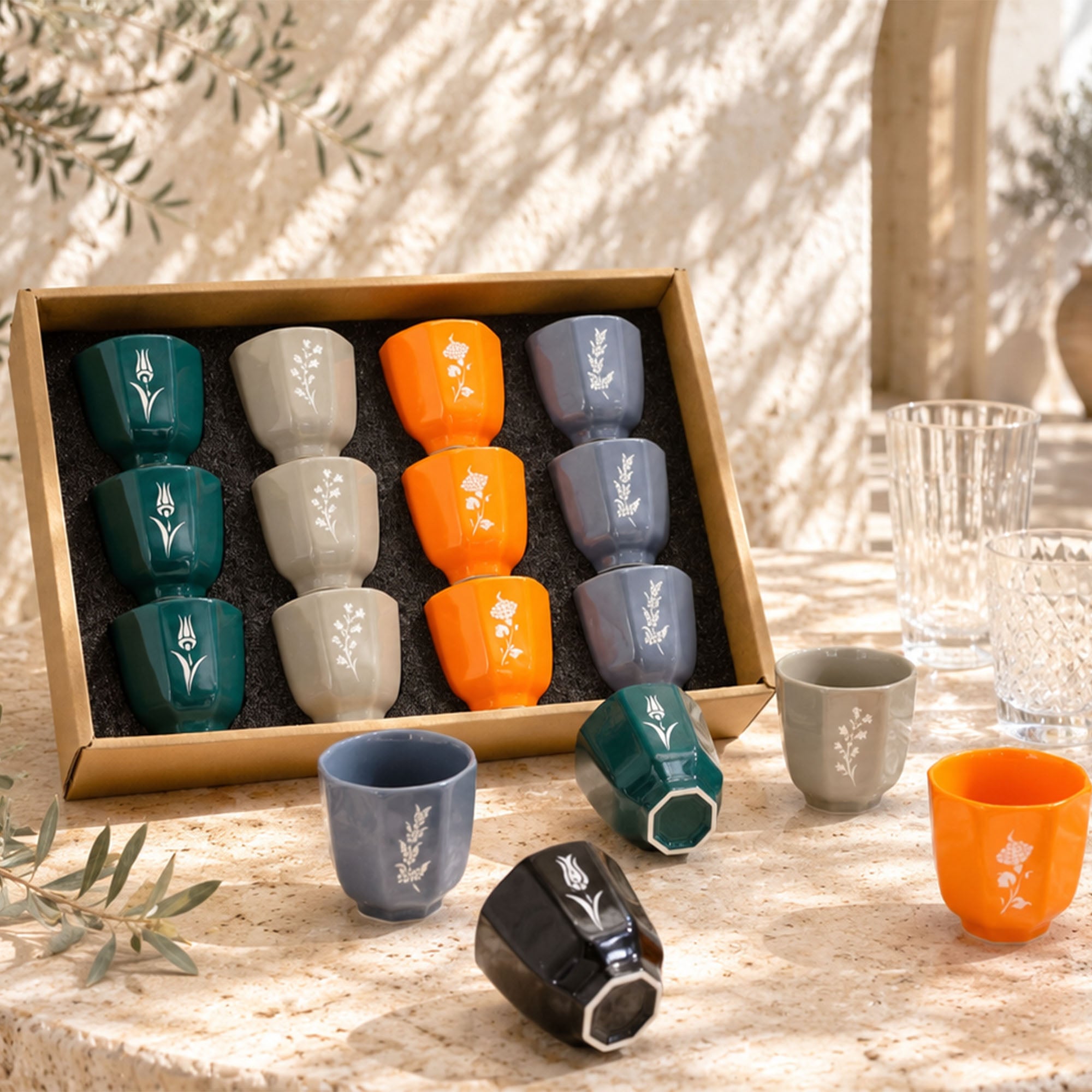 Donglin Homeware Paisley Laser Engraved Colored Glaze - Gahwa Cup 80cc