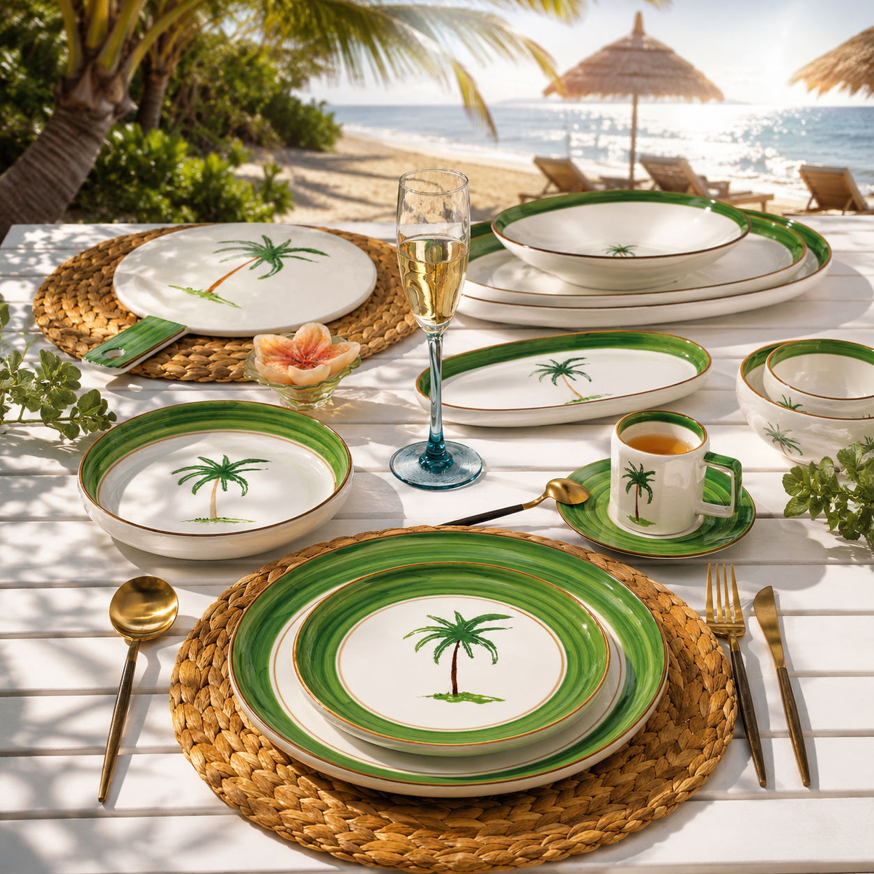 Donglin Homeware Palm Breeze - Nature Style Ceramic Tableware Set
